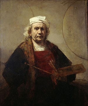 Rembrandt van Rijn,Autoportret z dwoma kolami,1665-1668 rok-barok